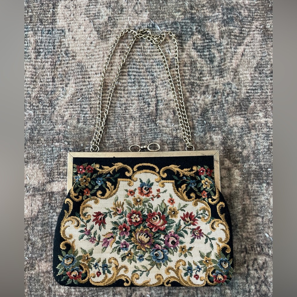 Vintage Floral Tapestry Bag Purse
